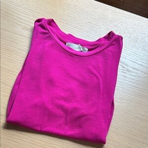 LOFT Short Sleeve Ribbed Tee in Deep Magenta